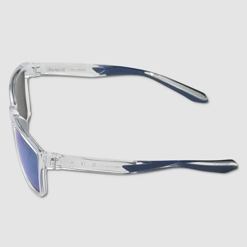 Hurley Keyhole Square Polarized Sunglasses - NEW Crystal / Blue - #49566-SUN4